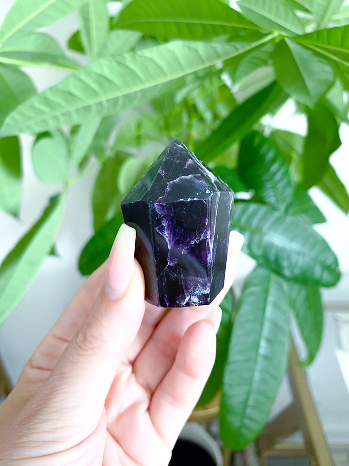 Small Deep Purple Polished Fluorite Point #2