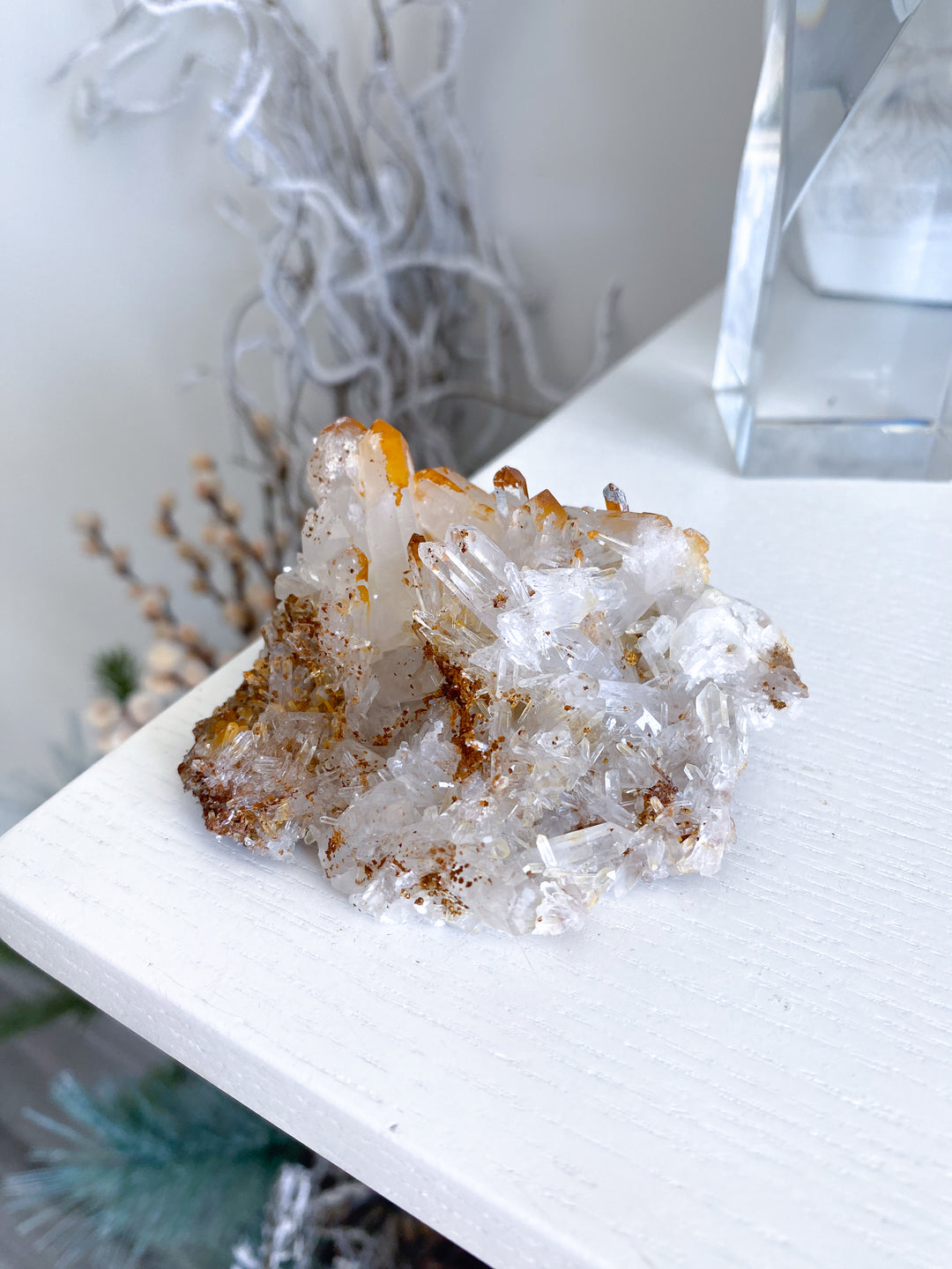 Iron Coated Quartz with Siderite Cluster #11
