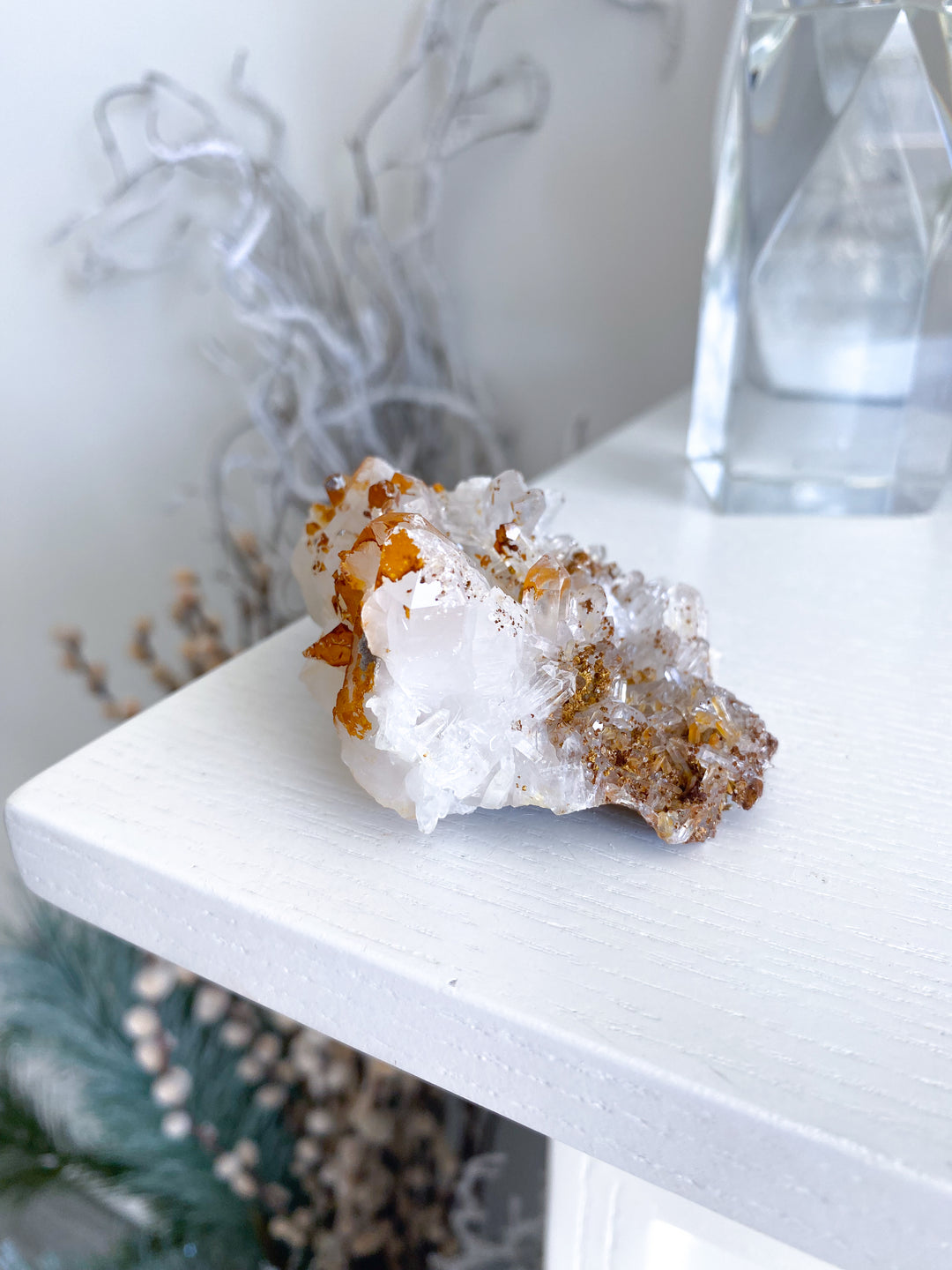 Iron Coated Quartz with Siderite Cluster #11