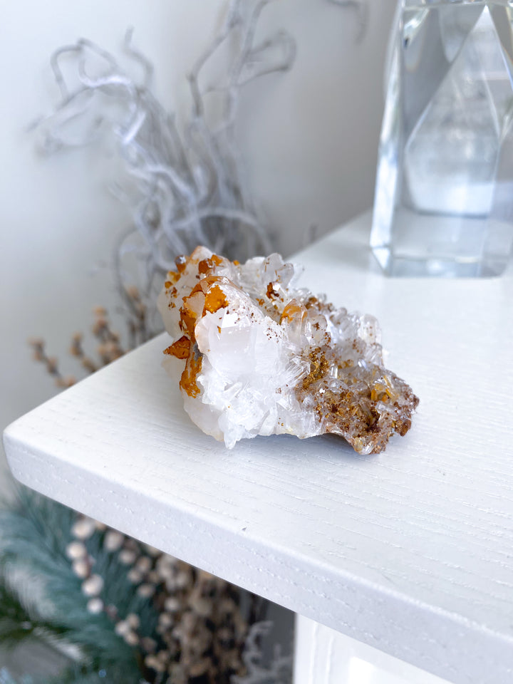 Iron Coated Quartz with Siderite Cluster #11