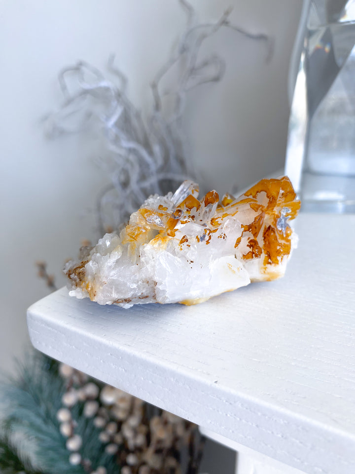 Iron Coated Quartz with Siderite Cluster #11