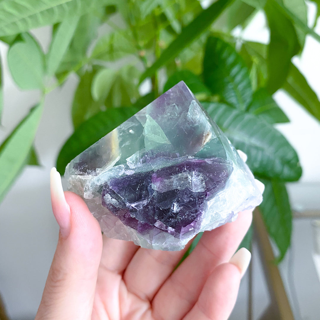 Purple, Green Fluorite Top Polish Point #11 - Get EXACT Stone
