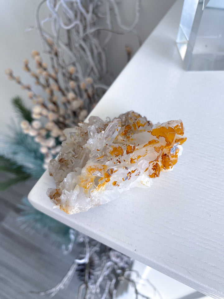 Iron Coated Quartz with Siderite Cluster #11