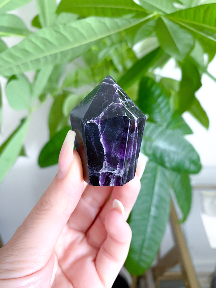 Small Deep Purple Polished Fluorite Point #2