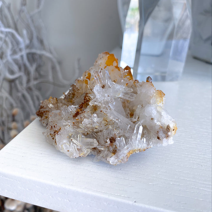 Iron Coated Quartz with Siderite Cluster #11
