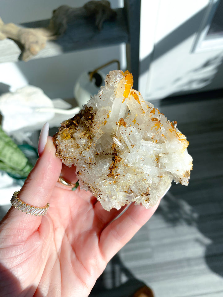 Iron Coated Quartz with Siderite Cluster #11