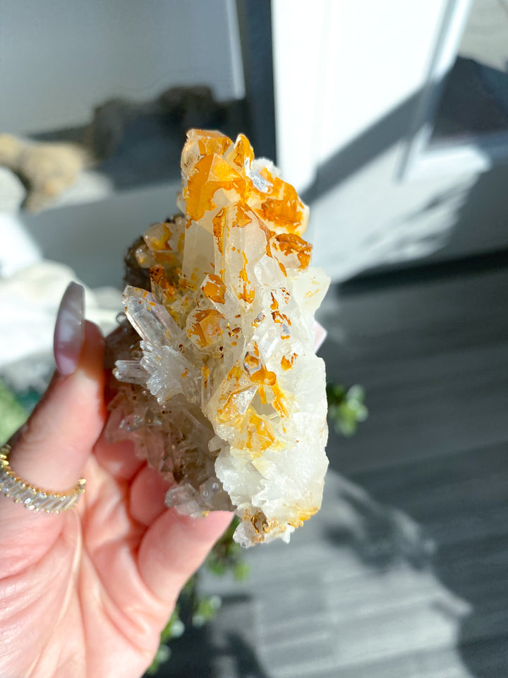 Iron Coated Quartz with Siderite Cluster #11
