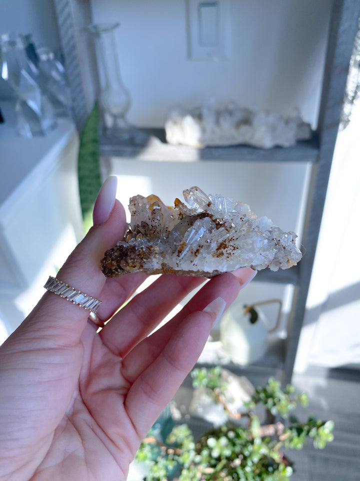 Iron Coated Quartz with Siderite Cluster #11