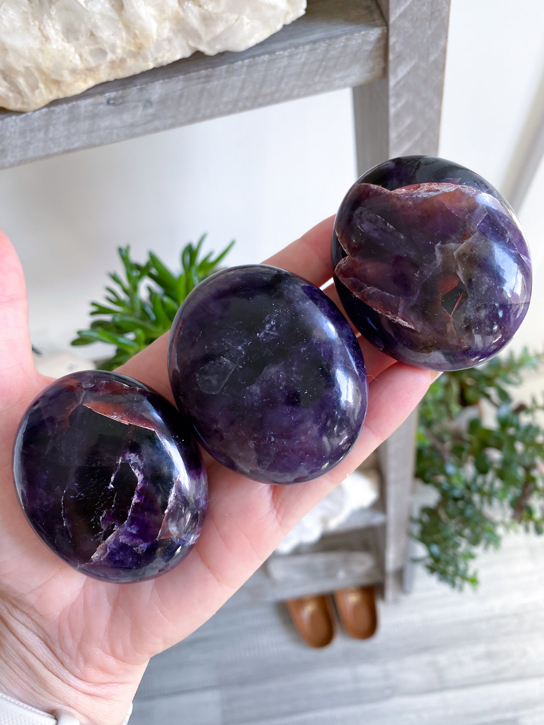 Deep, DARK Amethyst Palm Stone