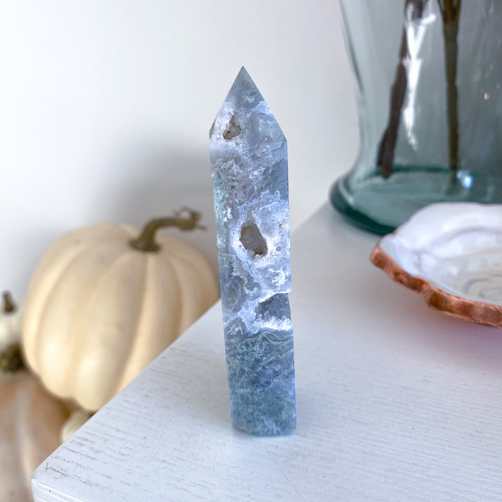 Druzy Moss Agate Tower 