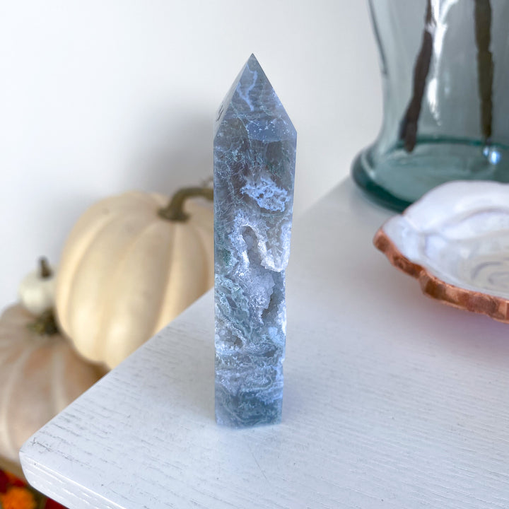 Druzy Moss Agate Tower 