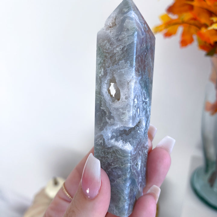 Druzy Moss Agate Tower 