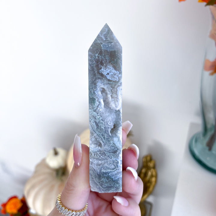 Druzy Moss Agate Tower 