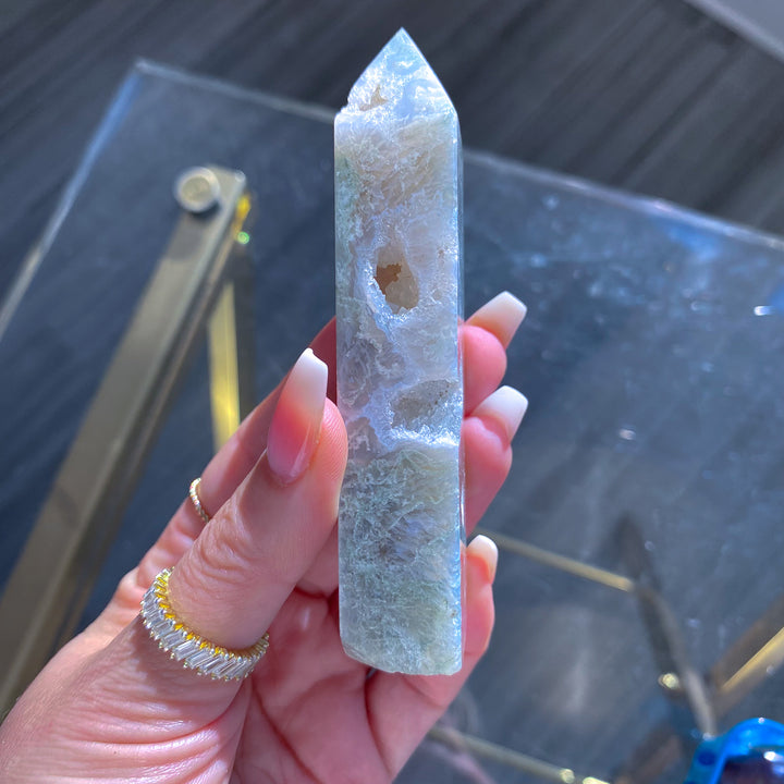 Druzy Moss Agate Tower 