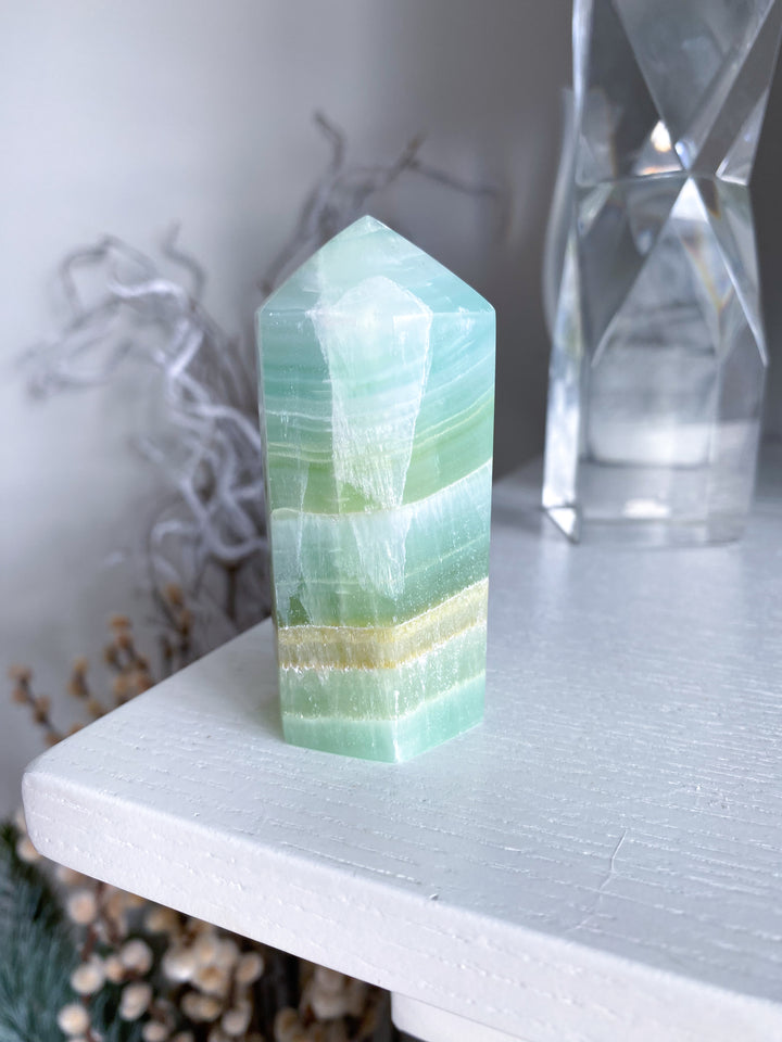 Chunky Pistachio Green Calcite Tower - You Choose