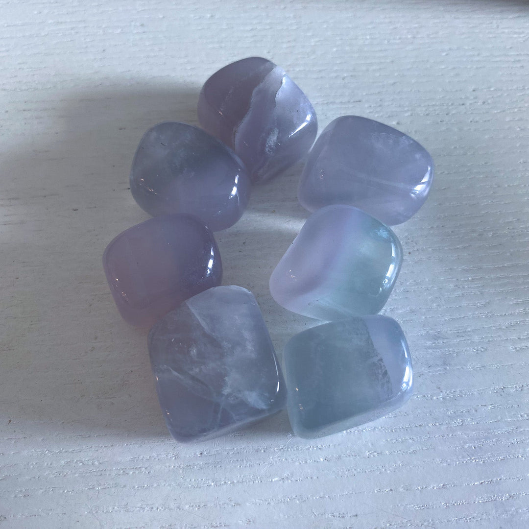 Green, Lavender Fluorite Tumble