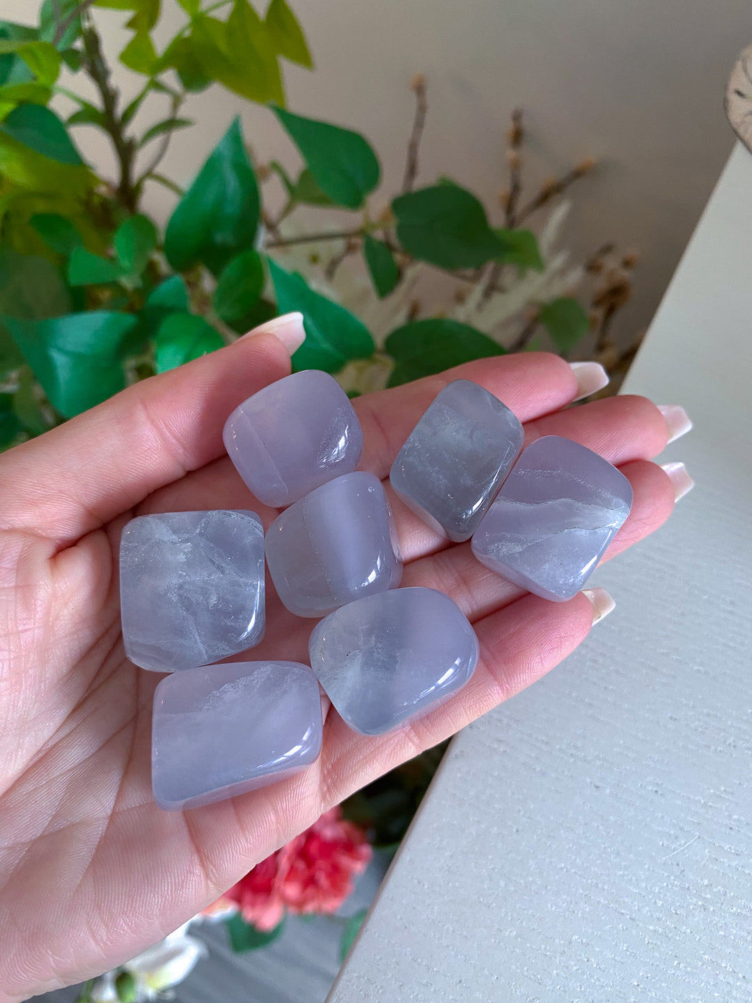Green, Lavender Fluorite Tumble