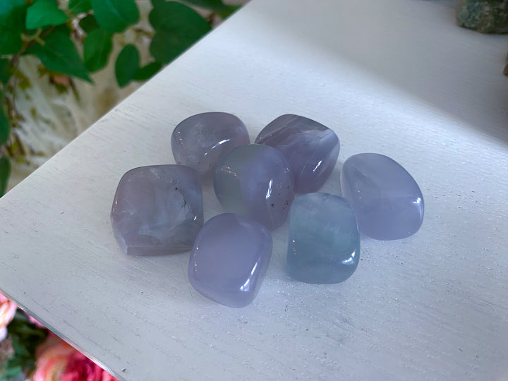 Green, Lavender Fluorite Tumble