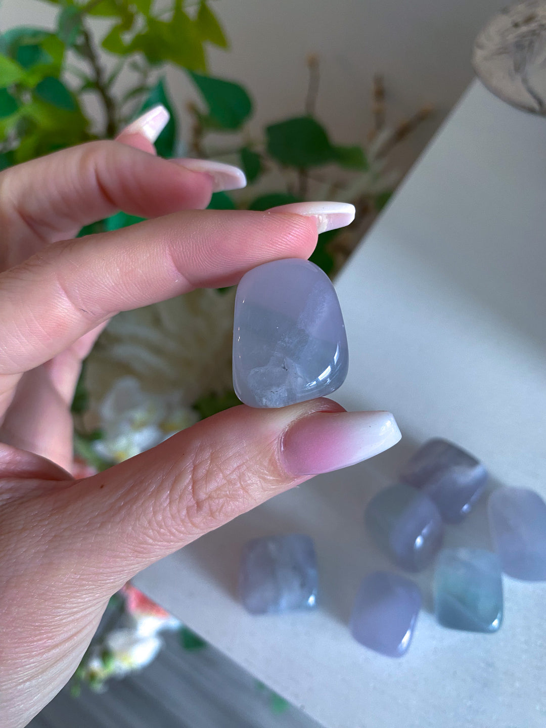 Green, Lavender Fluorite Tumble