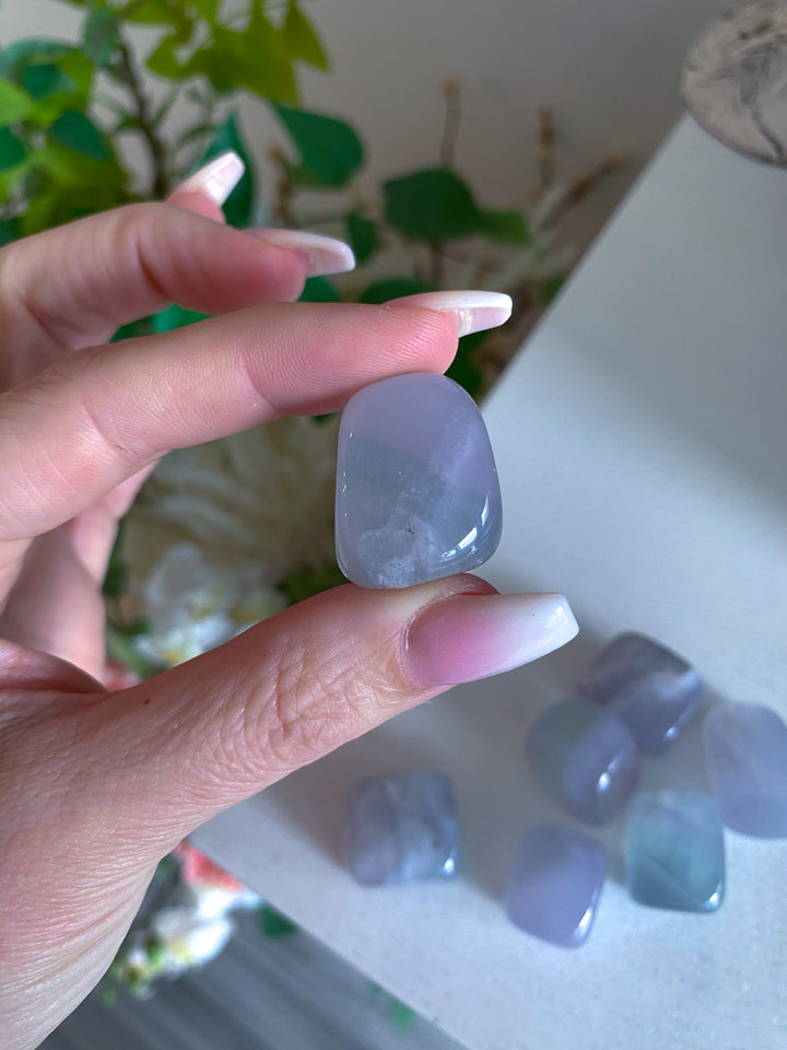 Green, Lavender Fluorite Tumble