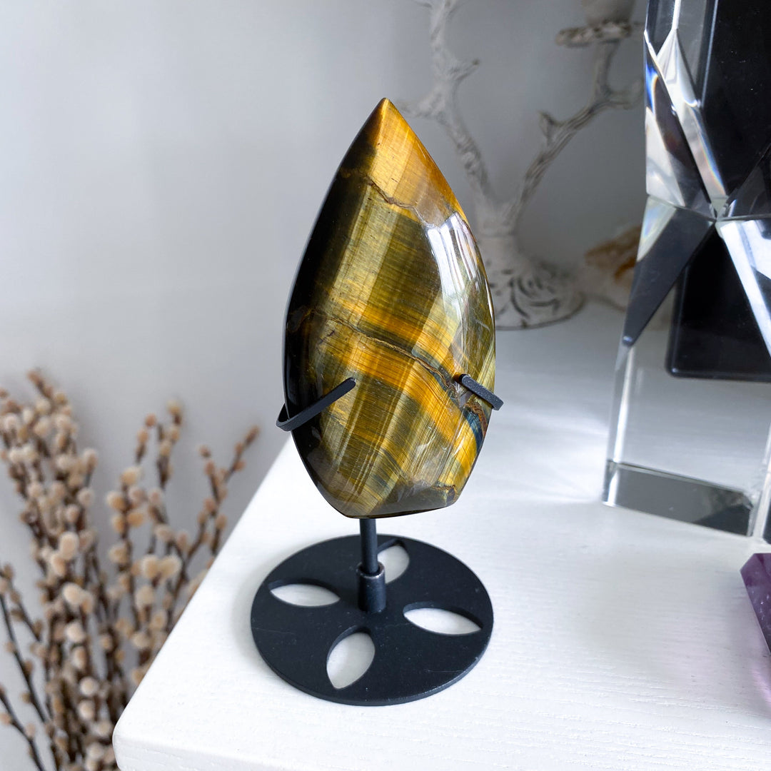 Blue Tigers Eye Flame on Stand #2