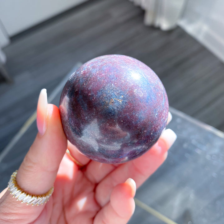 B Quality Ruby in Kyanite Sphere on Stand 