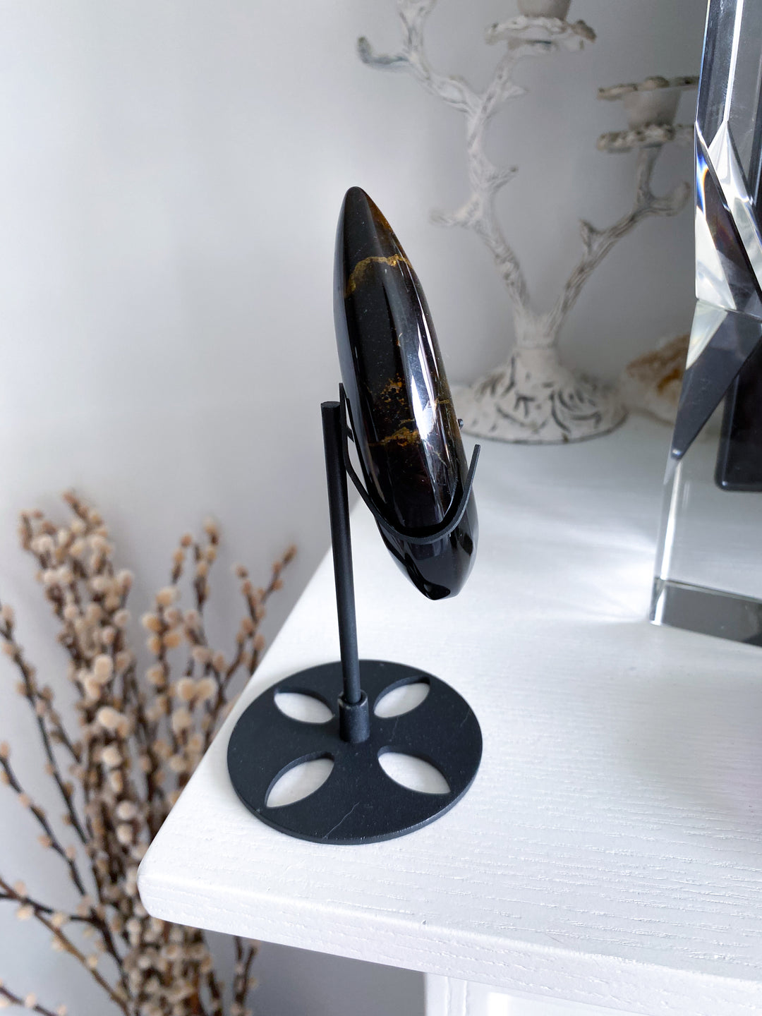 Blue Tigers Eye Flame on Stand #2