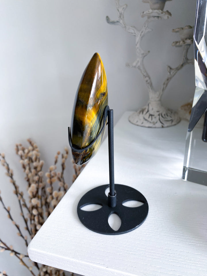 Blue Tigers Eye Flame on Stand #2