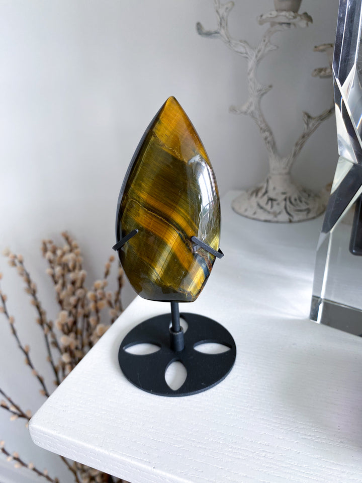 Blue Tigers Eye Flame on Stand #2