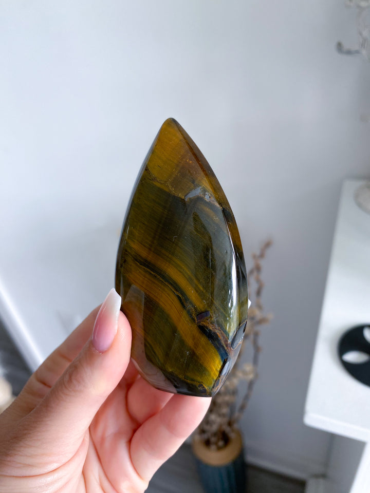 Blue Tigers Eye Flame on Stand #2