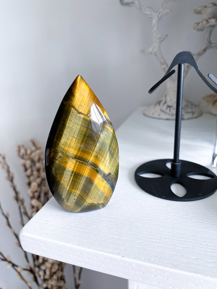 Blue Tigers Eye Flame on Stand #2