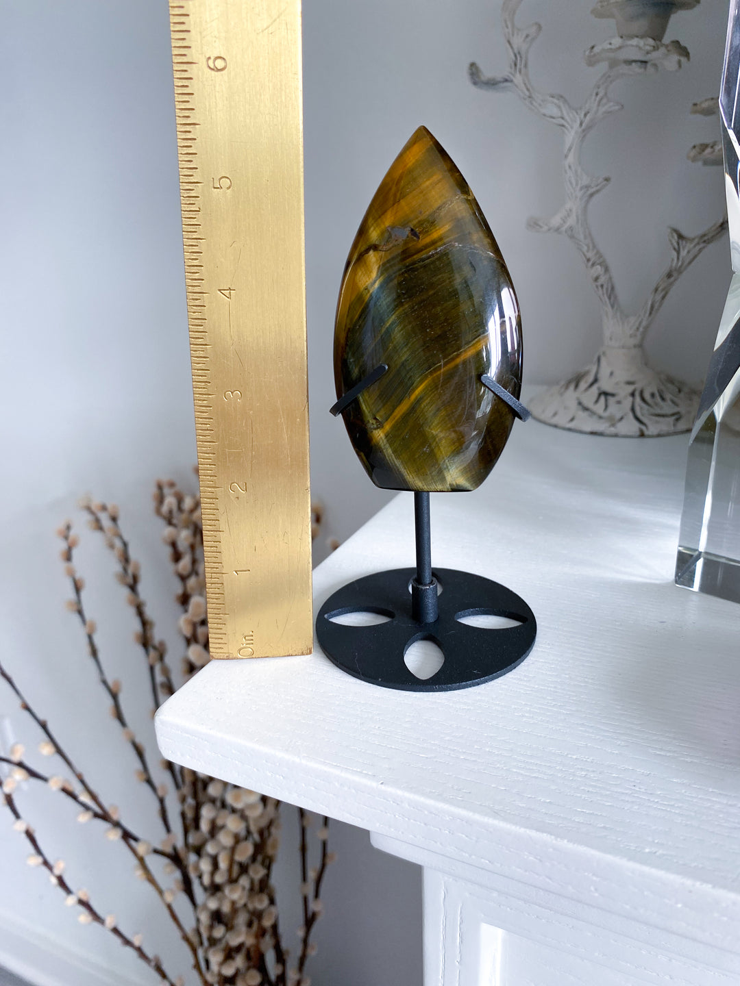 Blue Tigers Eye Flame on Stand #2
