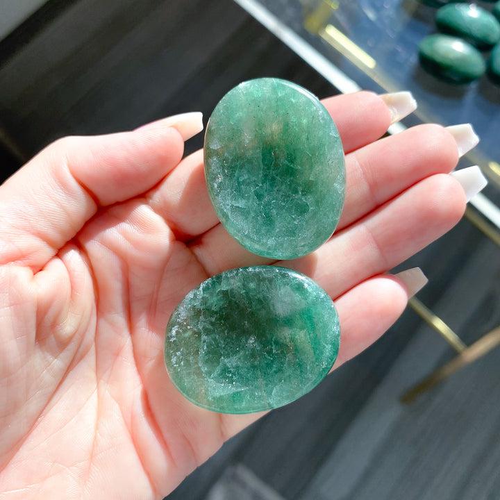 Green Strawberry Quartz Worry Stone