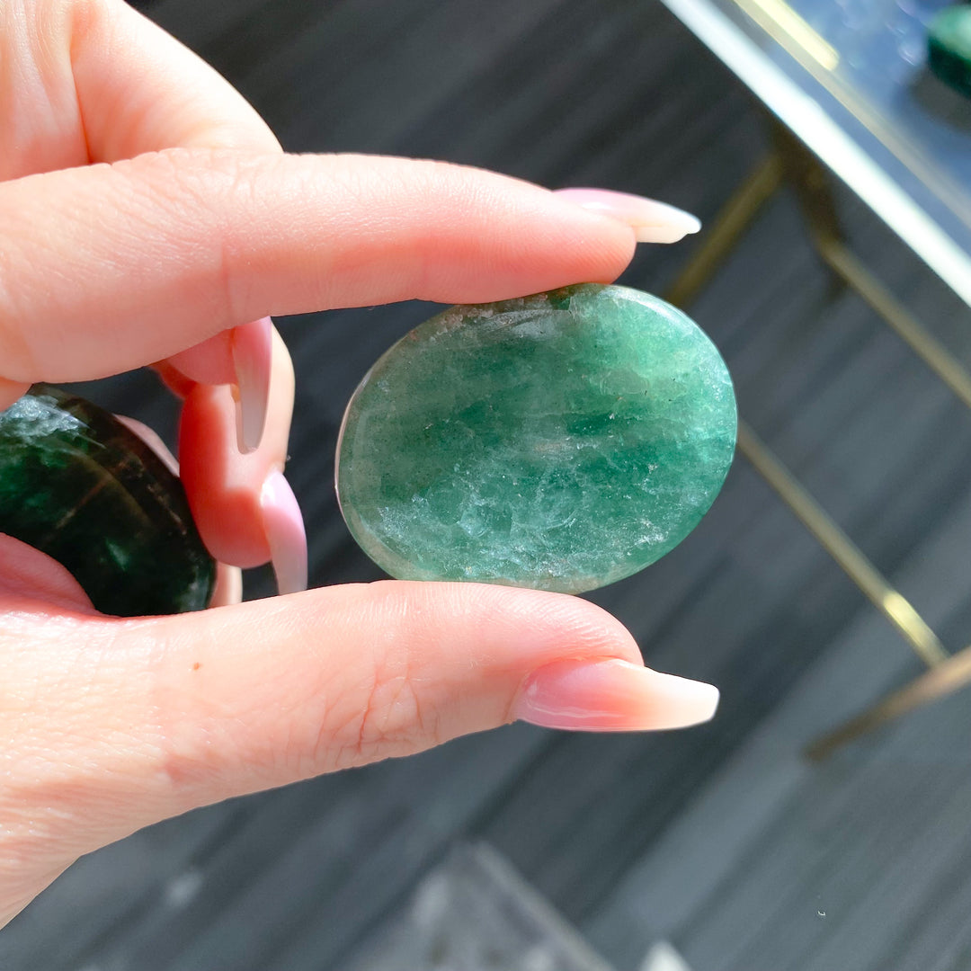 Green Strawberry Quartz Worry Stone