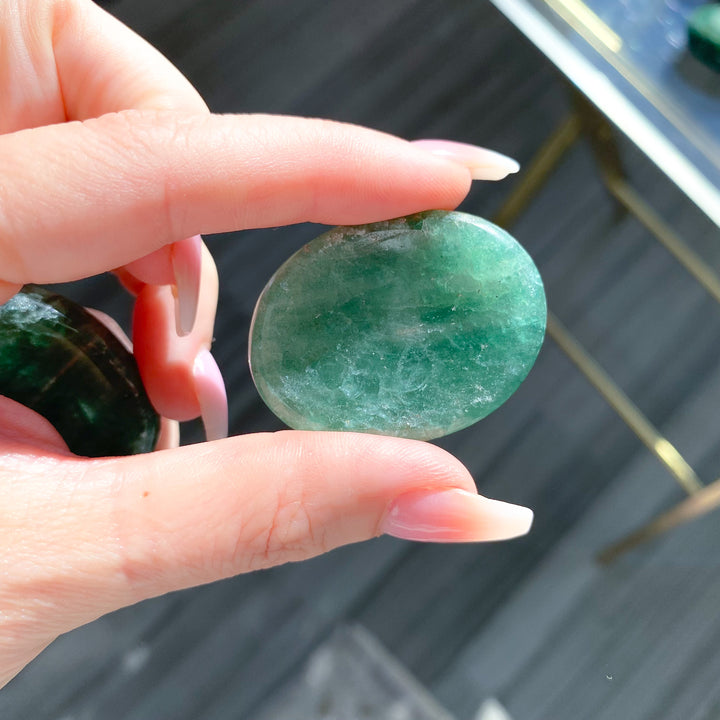 Green Strawberry Quartz Worry Stone