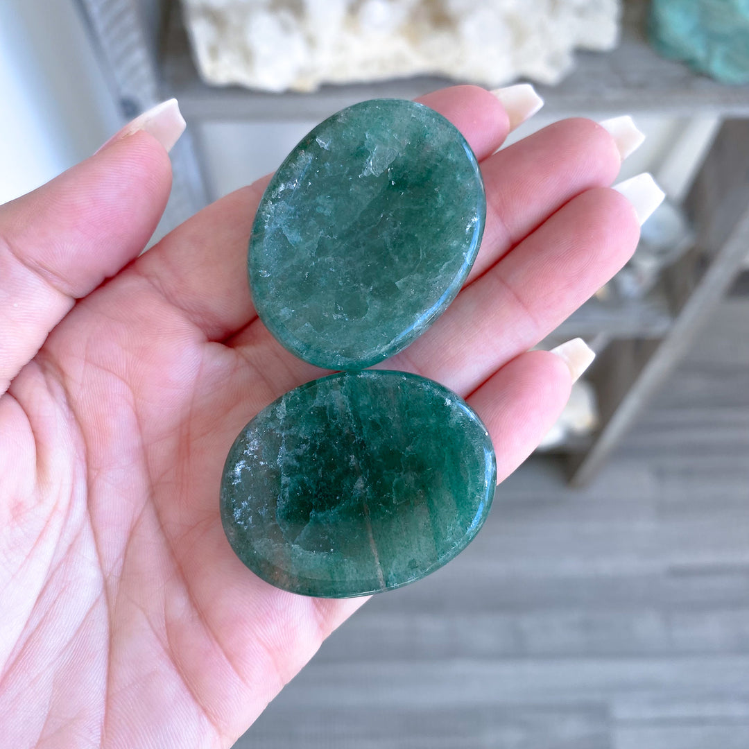 Green Strawberry Quartz Worry Stone