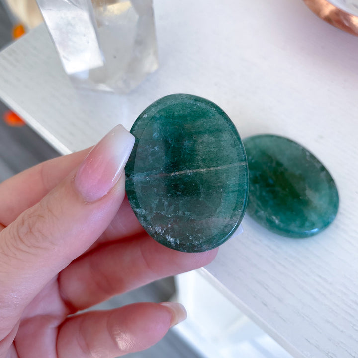 Green Strawberry Quartz Worry Stone
