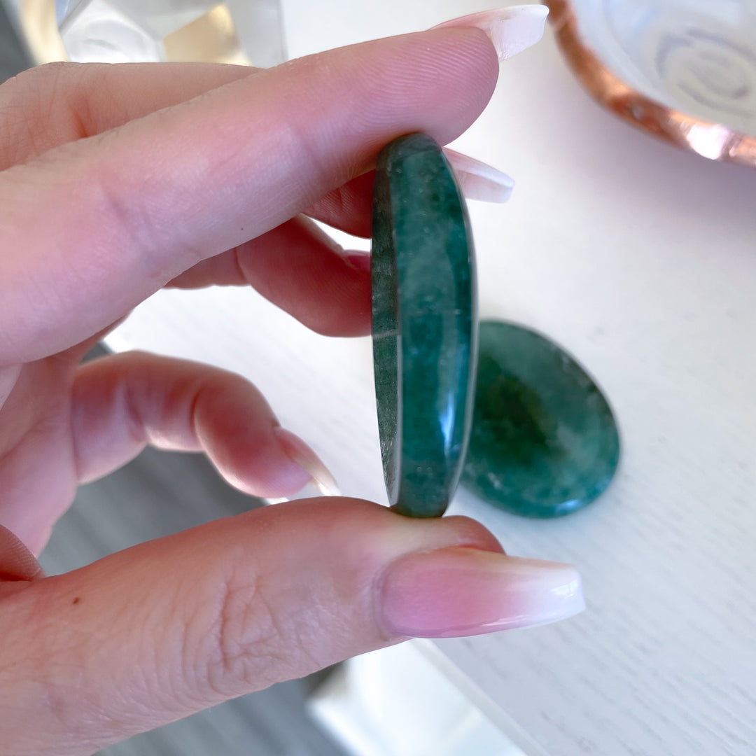 Green Strawberry Quartz Worry Stone