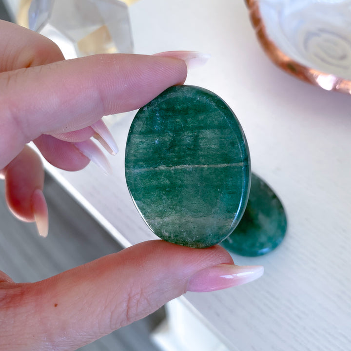 Green Strawberry Quartz Worry Stone
