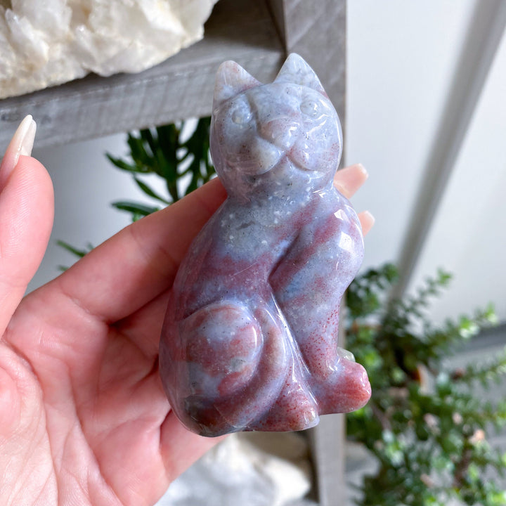 Ocean Jasper Cat Carving - Get Exact Piece