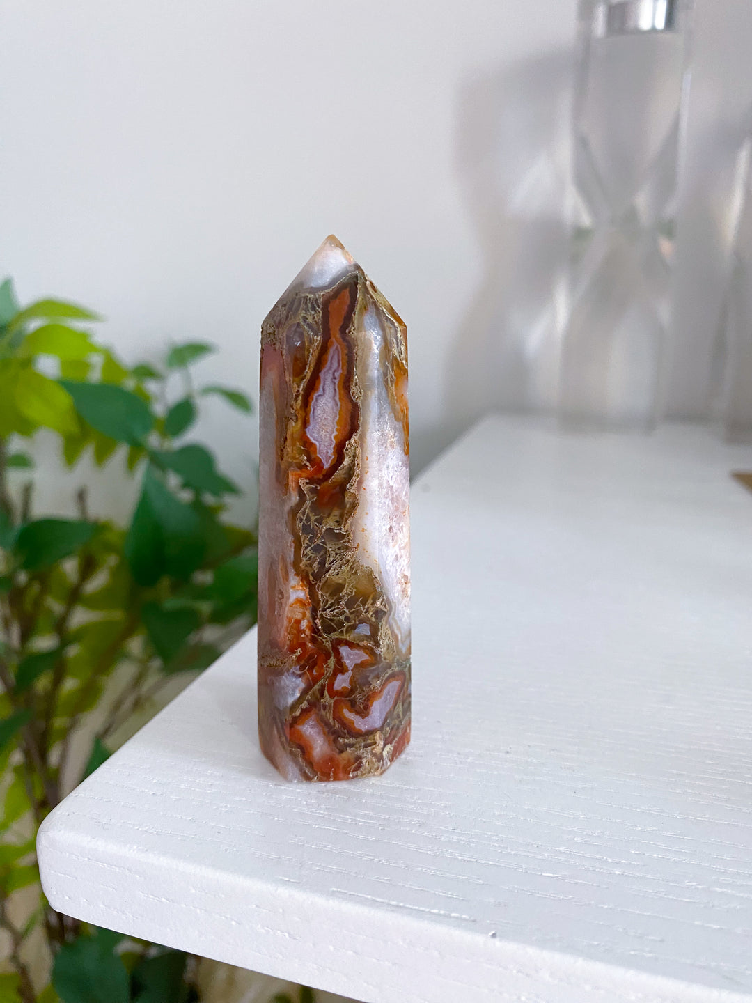 Carnelian & Moss Agate Tower - Get Exact Crystal  - Courage Crystal - Strength - Protection - Root, Sacral, Solar Plexus Chakra