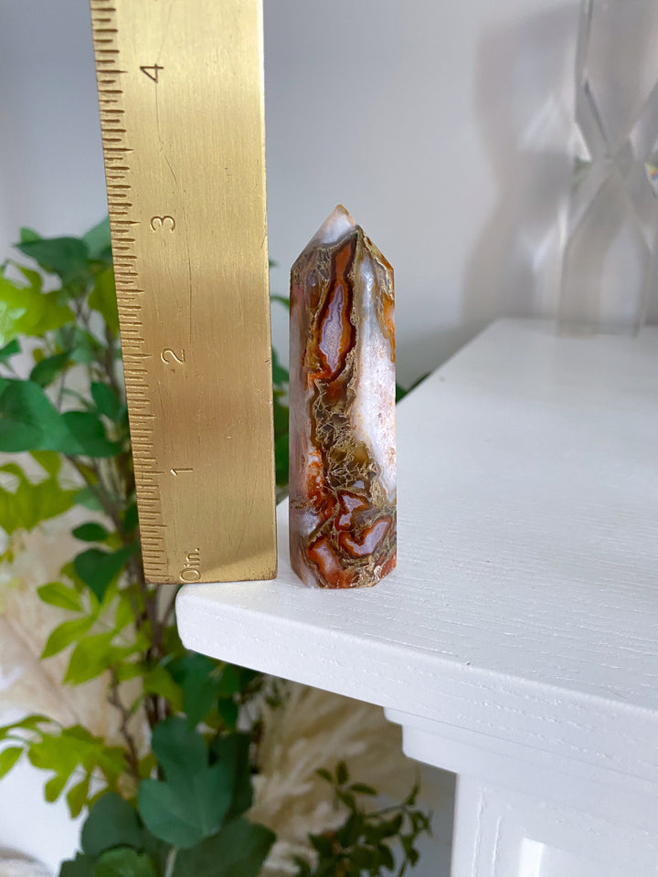 Carnelian & Moss Agate Tower - Get Exact Crystal  - Courage Crystal - Strength - Protection - Root, Sacral, Solar Plexus Chakra