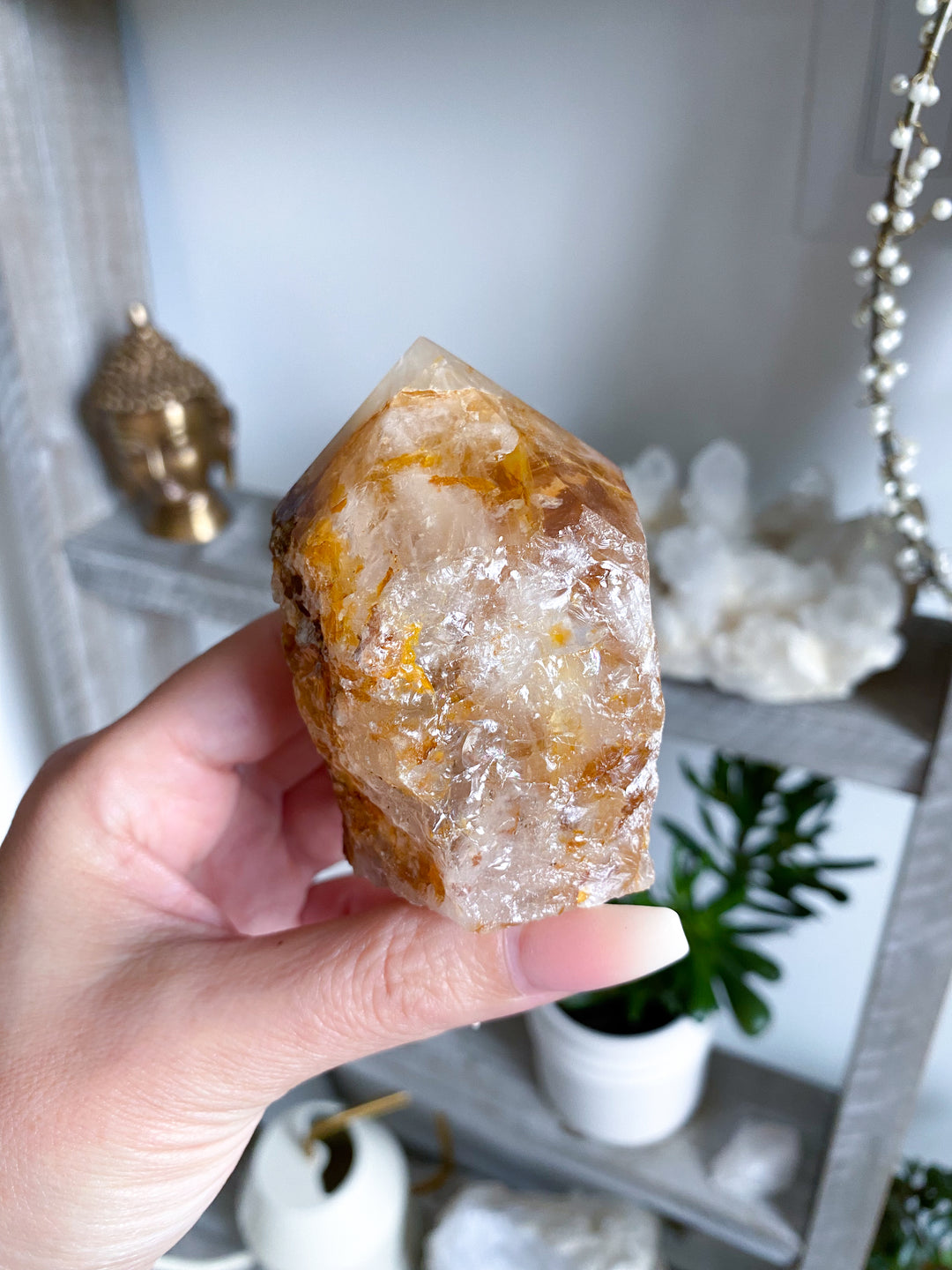 Big Golden Healer Quartz Top Polish Point 3" - Get Exact Item - Clear Blockages - Crown - High Vibe - Divine Energy
