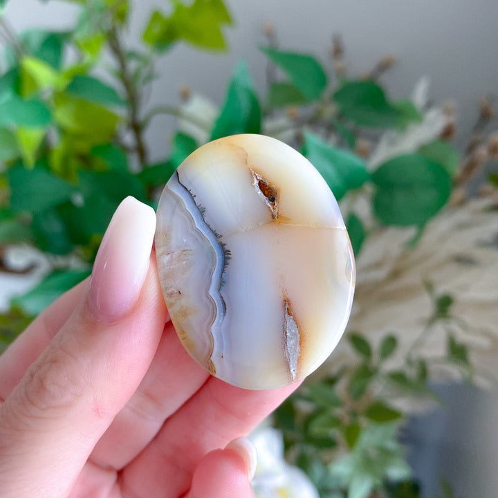Unique Drusy Dendritic Agate Worry Stone 