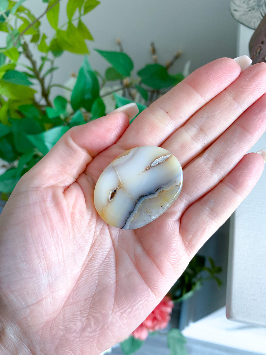 Unique Drusy Dendritic Agate Worry Stone 