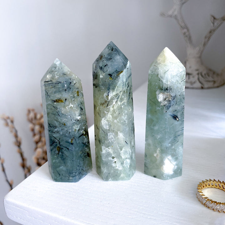 Prehnite with Epidote Tower - 3"