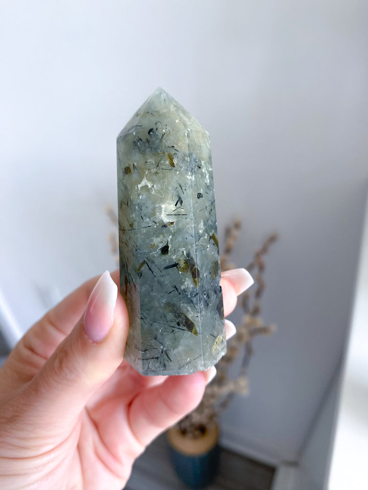 Prehnite with Epidote Tower - 3"