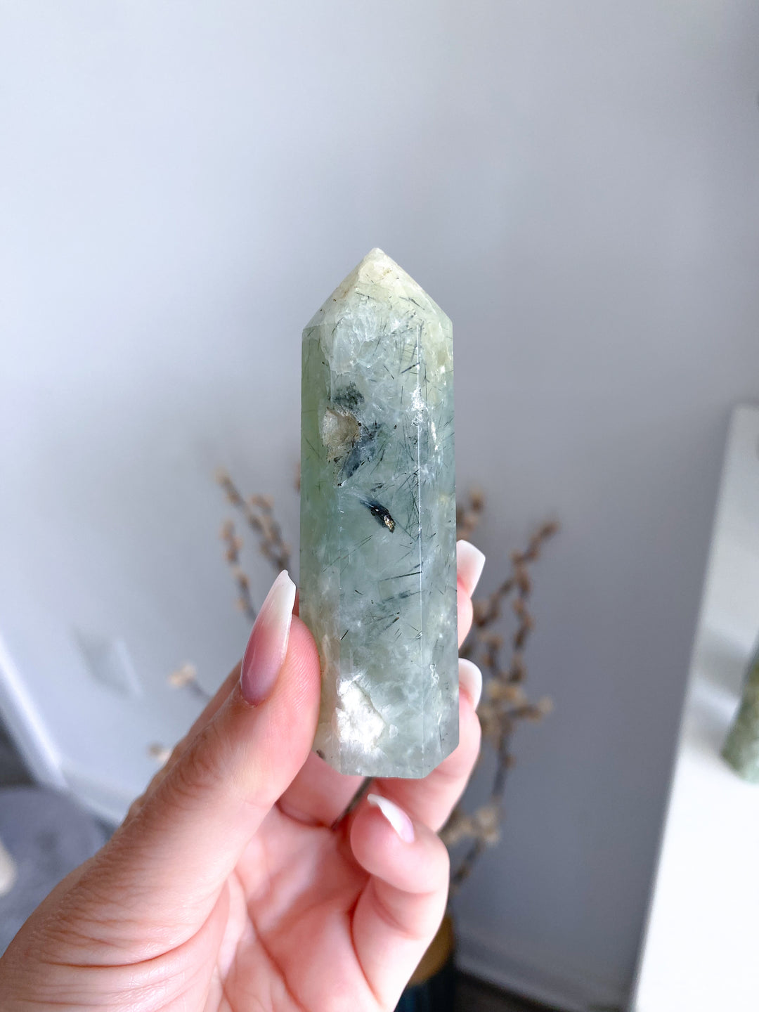 Prehnite with Epidote Tower - 3"