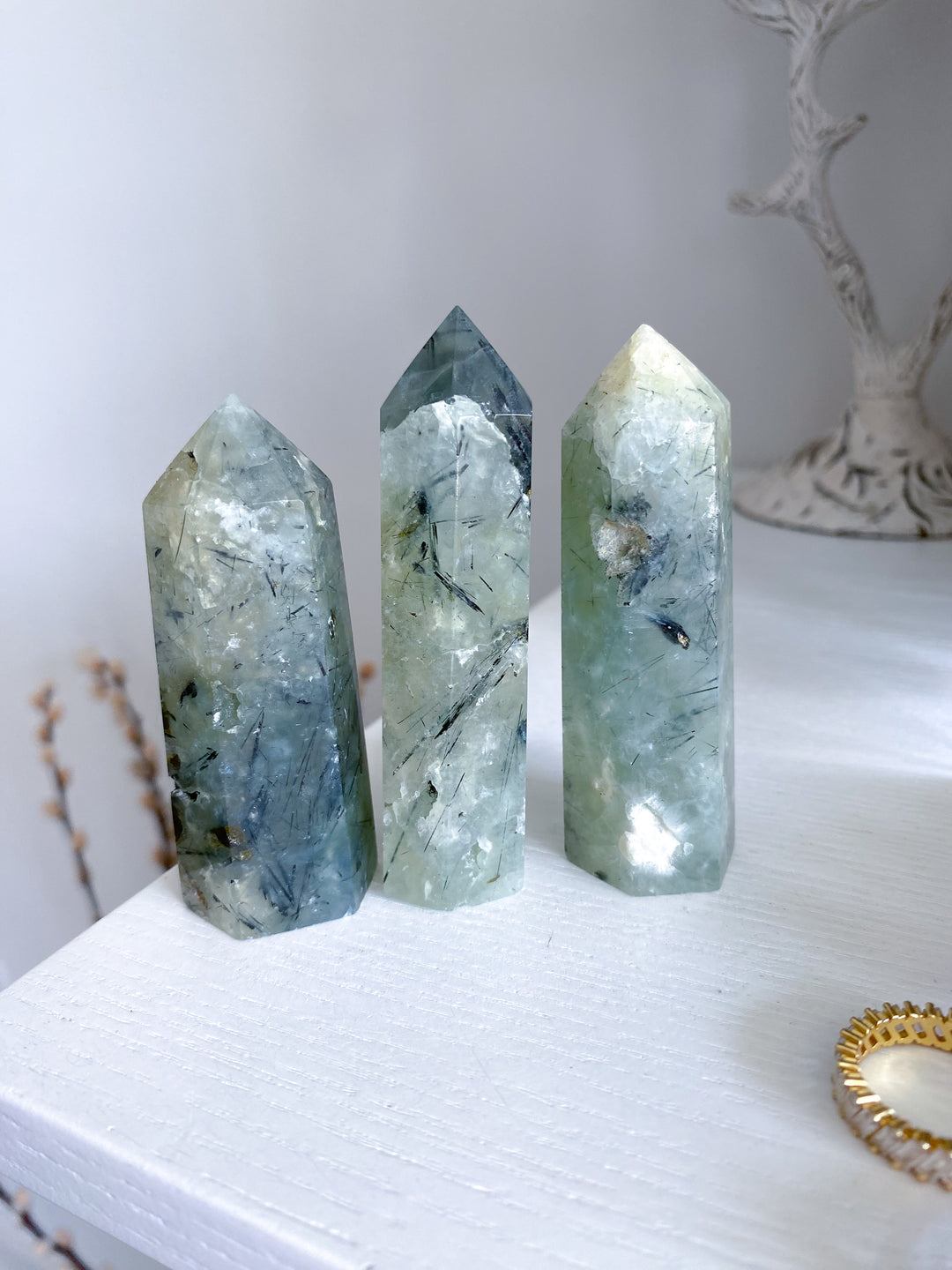 Prehnite with Epidote Tower - 3"