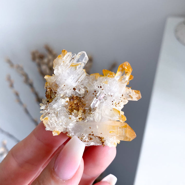 Small Iron Coated Quartz with Siderite Cluster #1